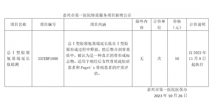 尊龙凯时特需服务项目新增公示（总Ⅰ型胶原氨基端延长肽检测）.png